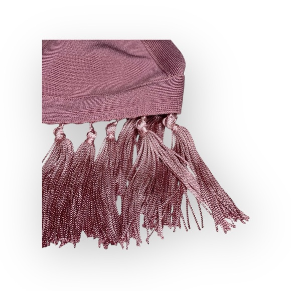 Missguided ꧁ Crochet Cut Out Knit Fringe 2 Piece Bikini Set ꧂ Pastel Purple ꧁ 2 - Picture 8 of 16